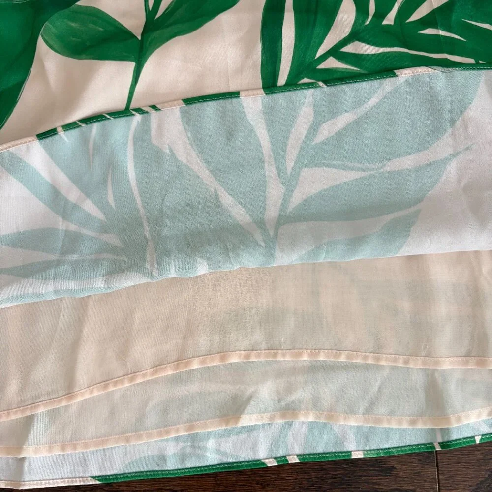H&M Tropical Palm Print Ivory & Green Satin Camisole Tank - SZ L NEW w Tags - Picture 4 of 4